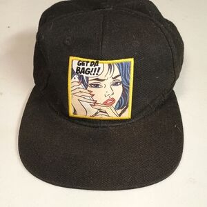 Black Snapback Hat Cap Pop Art Patch "GET DA BAG!!!" Lion Dynasty Retro Comic...